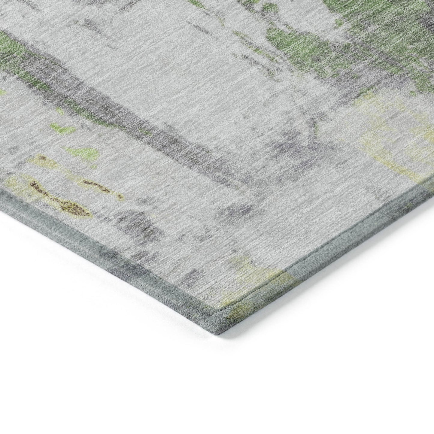 5' X 8' Artichoke Green And Gold Abstract Washable Indoor Outdoor Area Rug-3